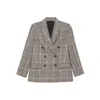 Brunello Cucinelli Alpaca And Wool Prince Of Wales Double-breasted Blazer With Monili In Brown