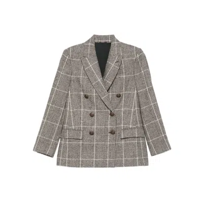 BRUNELLO CUCINELLI BRUNELLO CUCINELLI BROWN JACKETS - BLAZERS WOMEN