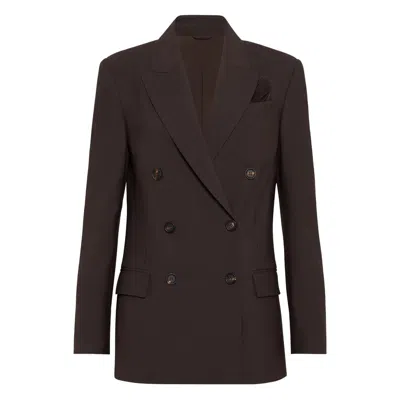 BRUNELLO CUCINELLI BRUNELLO CUCINELLI BROWN JACKETS - BLAZERS WOMEN