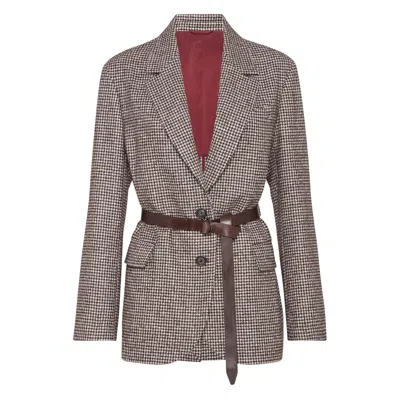 BRUNELLO CUCINELLI BRUNELLO CUCINELLI BROWN JACKETS - BLAZERS WOMEN