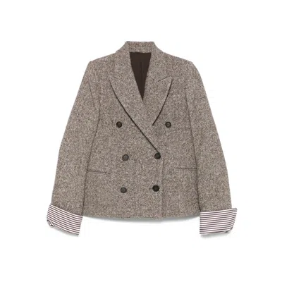 BRUNELLO CUCINELLI BRUNELLO CUCINELLI BROWN JACKETS - BLAZERS WOMEN