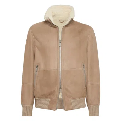 BRUNELLO CUCINELLI BRUNELLO CUCINELLI BROWN JACKETS - LEATHER JACKETS MEN