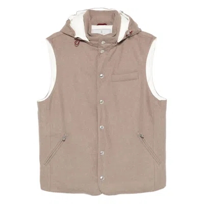 BRUNELLO CUCINELLI BRUNELLO CUCINELLI BROWN JACKETS - WAISTCOATS & GILETS MEN