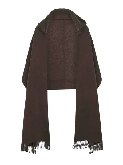 Brunello Cucinelli Brown Knit Hooded Scarf