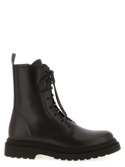 Brunello Cucinelli Brown Lace Up Boots