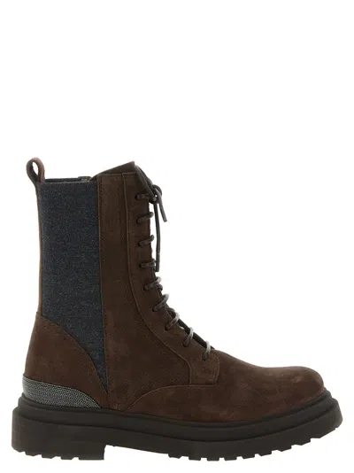 Brunello Cucinelli Brown Lace Up Boots