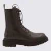 Brunello Cucinelli Lace-up Leather Platform Boots In Brown
