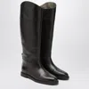 Brunello Cucinelli Brown Leather Boots With Shiny Detail In Brown