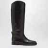 Brunello Cucinelli Brown Leather Boots With Shiny Detail In Multi