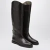 Brunello Cucinelli Brown Leather Boots With Shiny Detail In Multi
