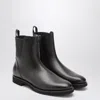 Brunello Cucinelli Brown Leather Chelsea Boots With Shiny Detail Women In Black
