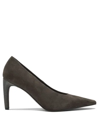 Brunello Cucinelli Brown Leather Heeled Shoes In Gray