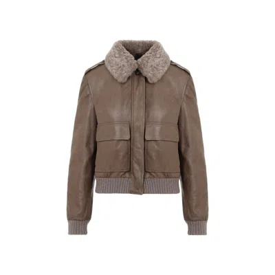 BRUNELLO CUCINELLI BRUNELLO CUCINELLI BROWN LEATHER JACKET