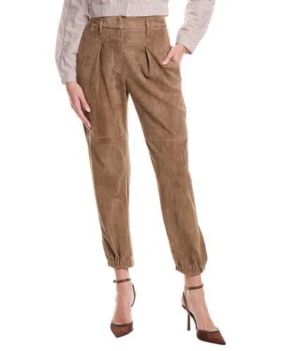 Brunello Cucinelli Brown Leather Pants