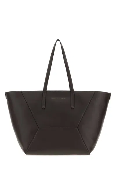Brunello Cucinelli Brown Leather Shopping Handbag With Suede Lining