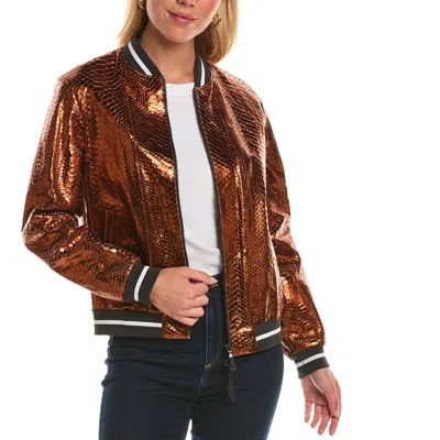Brunello Cucinelli Metallic-effect Bomber Jacket In Brown