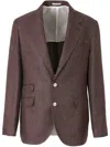Brunello Cucinelli Brown Linen And Wool Blend Blazer In Brown