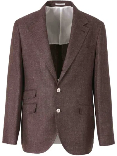 Brunello Cucinelli Brown Linen And Wool Blend Blazer