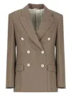 Brunello Cucinelli Linen Blend Double-breasted Jacket In Brown