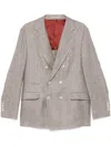 Brunello Cucinelli Brown Linen Blend Blazer In Gray