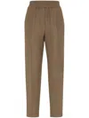 Brunello Cucinelli Brown Linen Blend Trousers In Brown