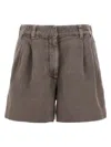 Brunello Cucinelli Linen Cotton Shorts Bermuda And Short Brown In Brown
