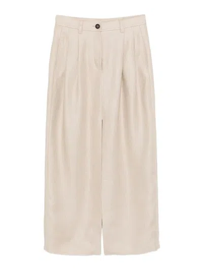 Brunello Cucinelli Brown Linen Skirt In Neutral