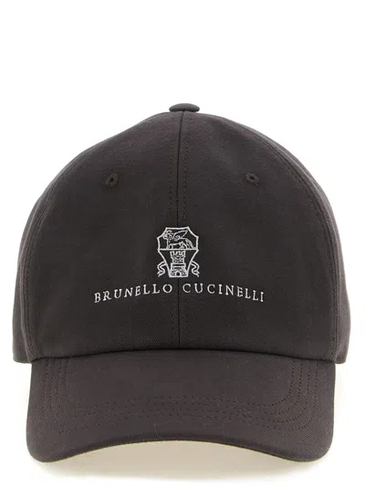 Brunello Cucinelli Brown Cotton Baseball Cap In Orange