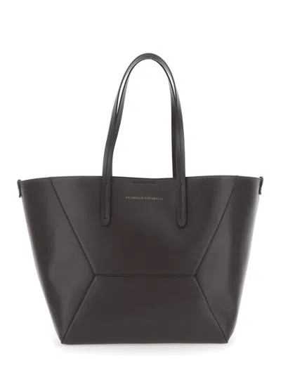 Brunello Cucinelli Brown Logo Tote