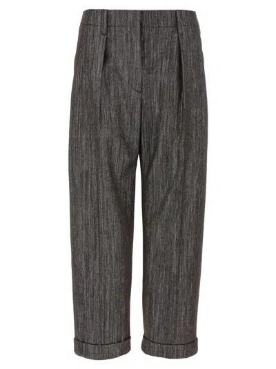 Brunello Cucinelli Women Lurex Pants In Black
