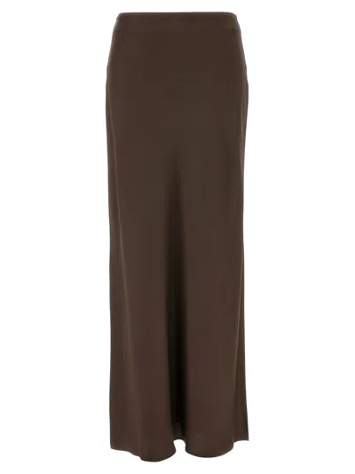 BRUNELLO CUCINELLI BRUNELLO CUCINELLI BROWN MAXI SKIRT WITH SIDE SLITS
