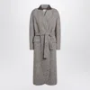 Brunello Cucinelli Brown Mélange Wool-blend Coat With Belt In Gray