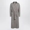 Brunello Cucinelli Wool Blend Coat Featuring Belted Waist In Gray