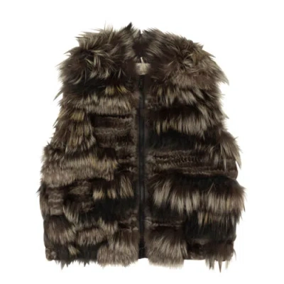 Pre-owned Brunello Cucinelli Brown Mink Zip Up Vest Size 40 $27095