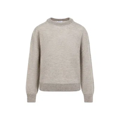 Brunello Cucinelli Brown Mohair Polyamide Wool Metallic T-shirt In Multi