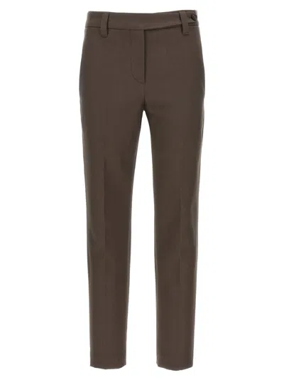 BRUNELLO CUCINELLI BROWN MONILE COTTON PANTS