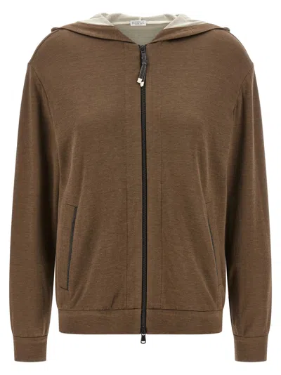 BRUNELLO CUCINELLI WOMEN BROWN MONILE HOODIE, M LUXURY SWEATSHIRTS & HOODIES FOR WOMEN DARVEYS