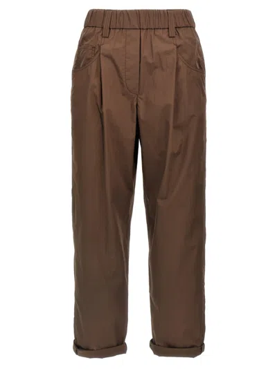 BRUNELLO CUCINELLI BROWN MONILE PANTS