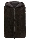 Brunello Cucinelli Reversible Hooded Faux Fur Vest In Brown