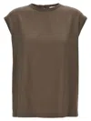 Brunello Cucinelli Silk Crewneck Blouse With Back Button Closure