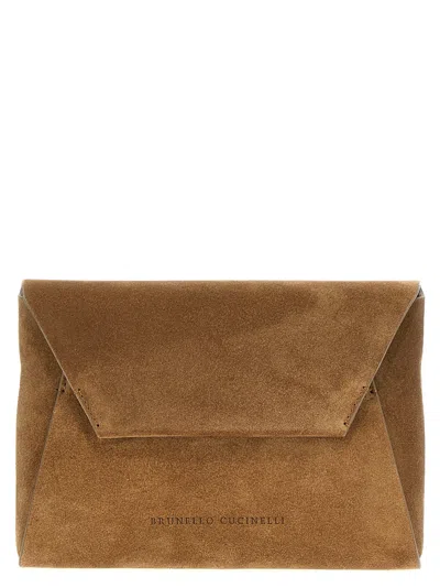 Brunello Cucinelli Brown Monile Suede Clutch