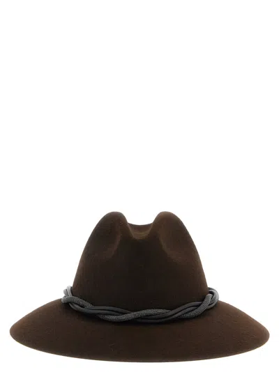 Brunello Cucinelli Brown Moniles Solid Fedora Hat