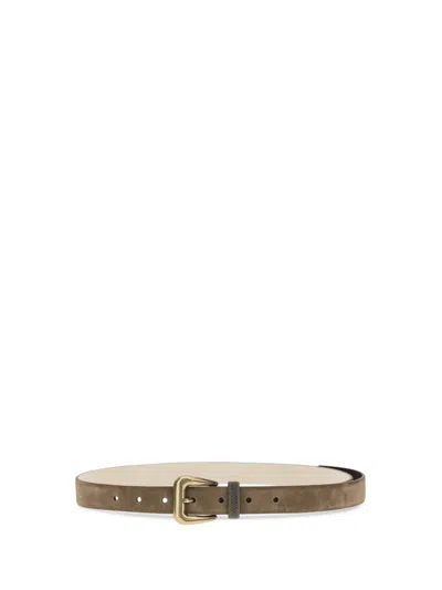 Brunello Cucinelli Brown Monili Embellished Buckle Belt In Green