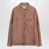 Brunello Cucinelli Brown Leather Overshirt Jacket In Brown