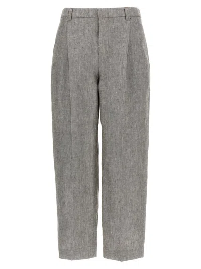 BRUNELLO CUCINELLI BROWN PLEAT PANTS