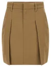 Brunello Cucinelli Pleated Skirt Featuring Side And Back Pockets In Brown