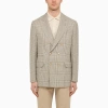 BRUNELLO CUCINELLI BRUNELLO CUCINELLI | BROWN PRINCE OF WALES DOUBLE-BREASTED JACKET