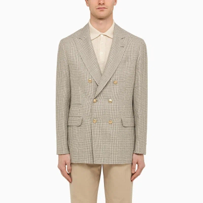 Brunello Cucinelli Brown Prince Of Wales Double-breasted Jacket