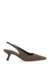 Brunello Cucinelli Brown Pumps With Applied Details In Suede Woman In Brown
