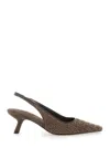 Brunello Cucinelli Brown Pumps With Applied Details In Suede Woman In Brown